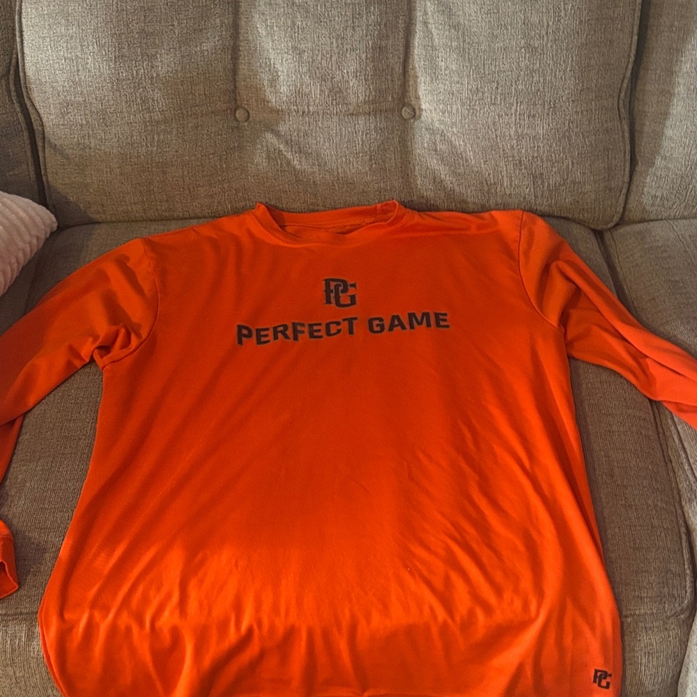 Perfect Game Men's Orange Long Sleeve Tee